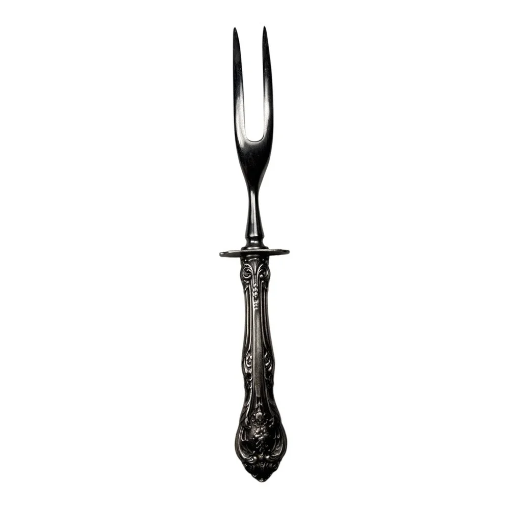 Vintage Stainless Steel Serving Fork Ornate Handle Table‎ Decor A72Q